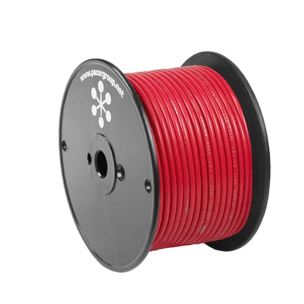 Pacer Group Primary Wire, Marine, 16 AWG, 1C C, Red, PVC, Stranded, 600V, 100 ft. WUL16RD-100 - main
